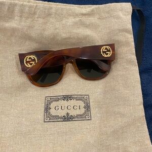 Gucci Tortoiseshell Sunglasses with Gold Accents
